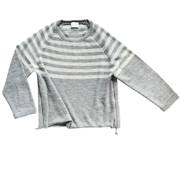 Wrap London Gray and Cream Striped Sweater